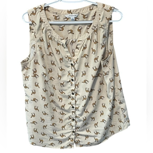Croft & Barrow Sleeveless‎ Camel Blouse Top Women’s Size Large